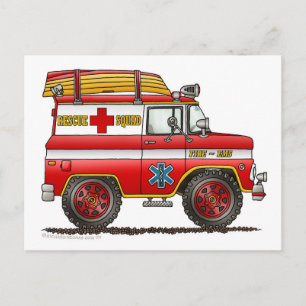 Postal SMA Rescue Van Ambulance Fire Truck