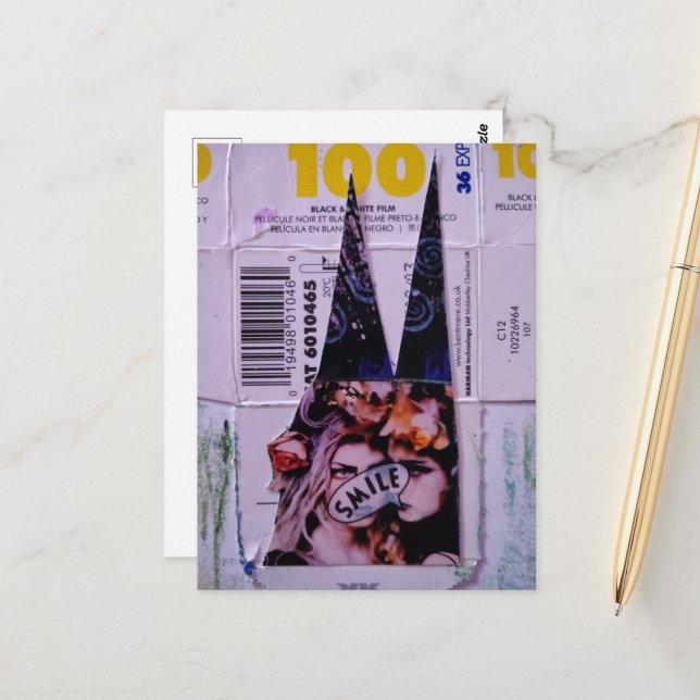 Postal Smile 100 Mixed Media Collage (Anverso/Reverso In Situ)