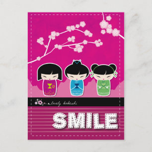Postal "SMILE" de Kokeshi