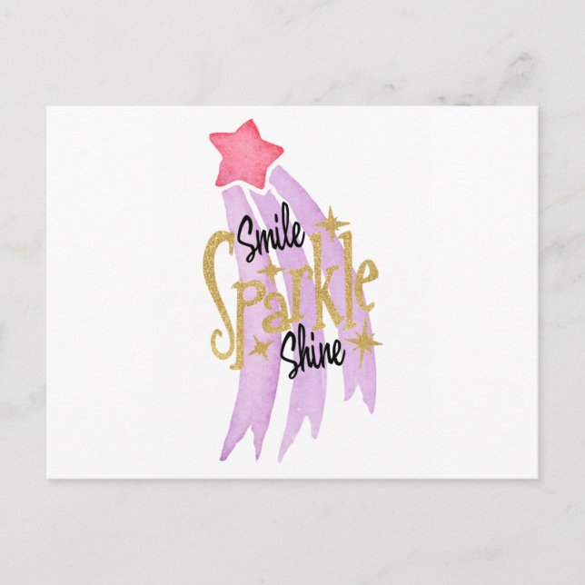 Postal Smile Sparkle Shine Star Word Art (Anverso)