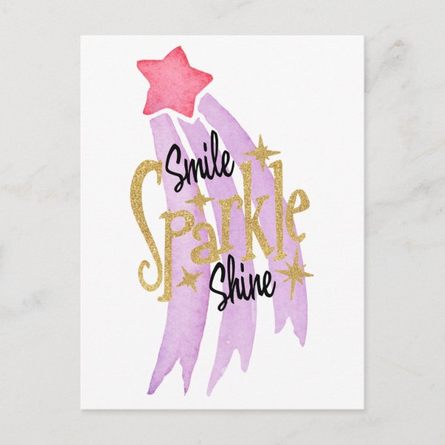 Postal Smile Sparkle Shine Star Word Art (Anverso)