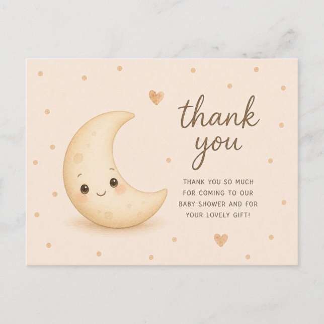 Postal Smiley Moon Baby Shower Agradecimiento (Anverso)
