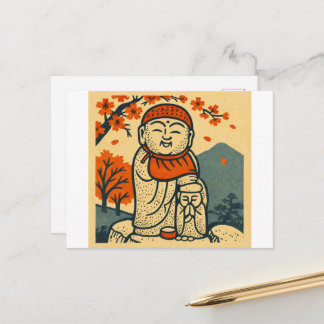 Postal Smiling Jizo Guardian  – Japanese Folk Art 