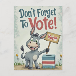 Postal Smiling Patriotic Donkey Vote Reminder