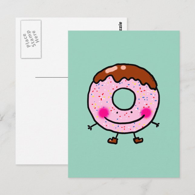 Postal Smiling Sprinkle Donut Character Art (Anverso / Reverso)