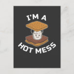 Postal Smores Camper Funny Campfire Hot Mess Camping Food<br><div class="desc">Olores el regalo de Campfire divertido de Camper. Soy un Hot Mess,  Camping Food Humor.</div>