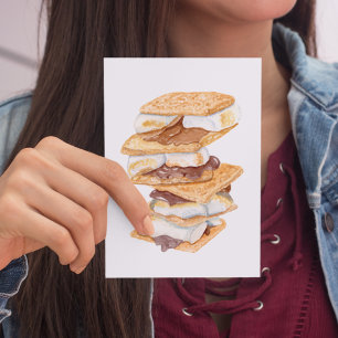 Postal Smores realistas de acuarela