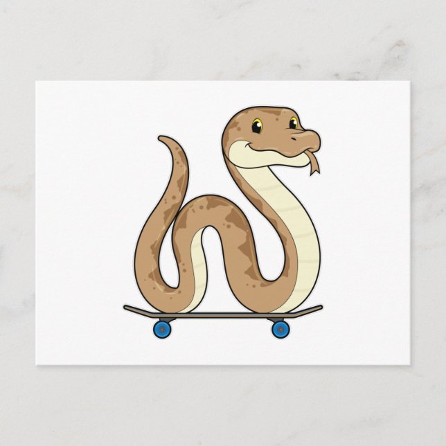 Postal Snake como patinador con patineta (Anverso)