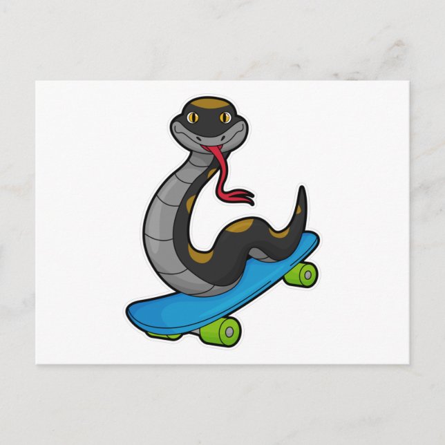 Postal Snake como patinador con patineta (Anverso)