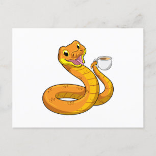 Postal Snake con copa de café