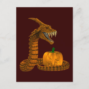 Postal Snake Da Miedo Protegiendo Una Calabaza