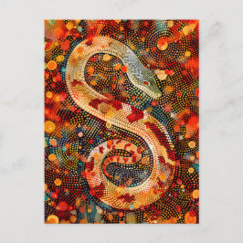 Postal Snake en el estilo de arte de dot aborigen
