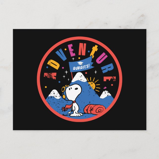 Postal Snoopy Adventure Awaits Graduation Mountain Design (Anverso)