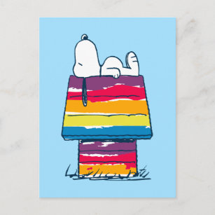 Postal Snoopy   Casa de perros arco iris