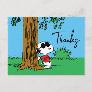 Postal Snoopy "Joe Cool" de pie   Gracias