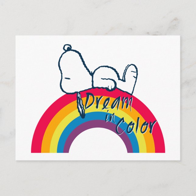 Postal Snoopy | Sueño en arcoiris color (Anverso)