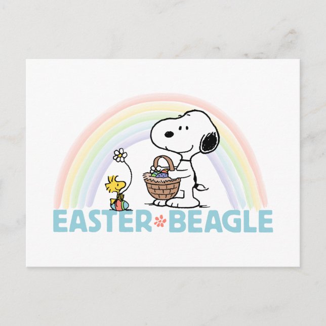 Postal Snoopy & Woodstock - Beagle de Pascua (Anverso)