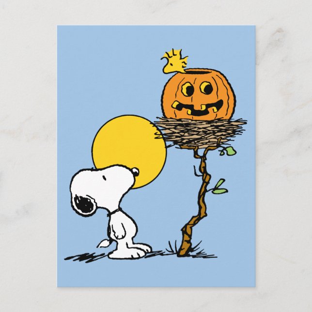 Postal Snoopy & Woodstock Nest con Jack O' Lantern (Anverso)