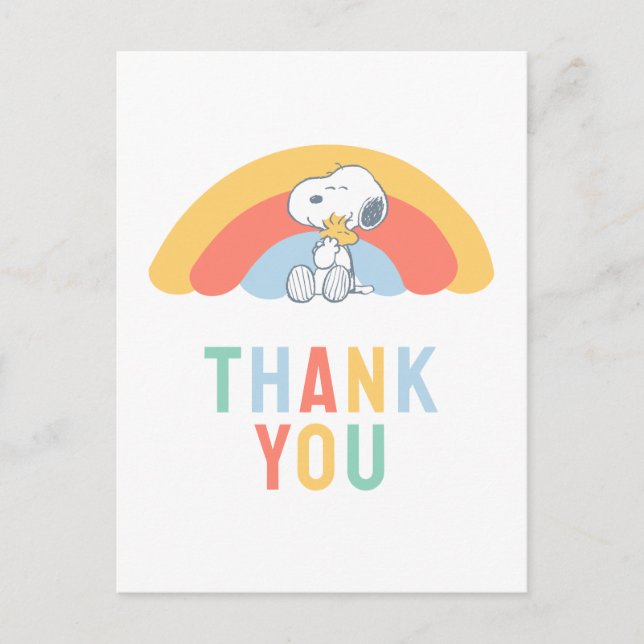 Postal Snoopy & Woodstock Rainbow Baby Shower Postcard (Anverso)