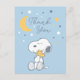 Postal Snoopy y Woodstock sobre la luna Gracias