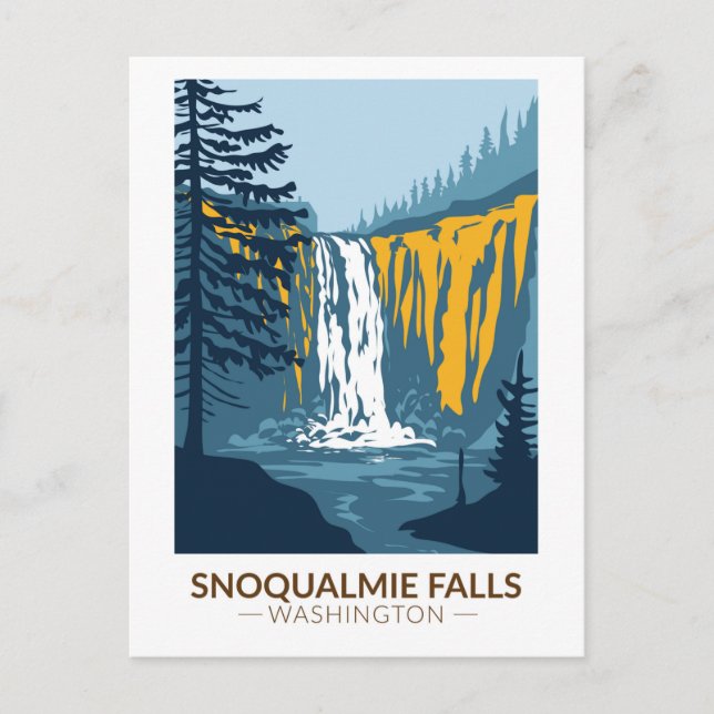 Postal Snoqualmie Falls Washington Waterfall Vintage (Anverso)
