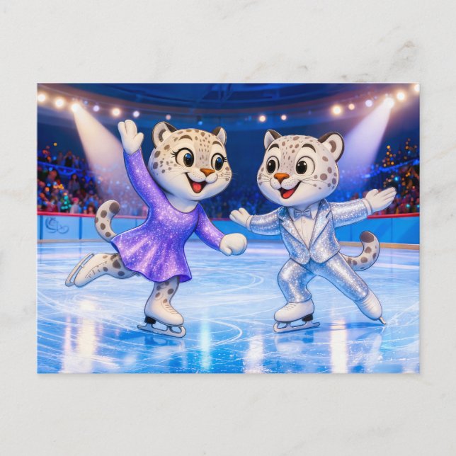 Postal Snow Leopard Pair Performing Ice Dance Routine in  (Anverso)