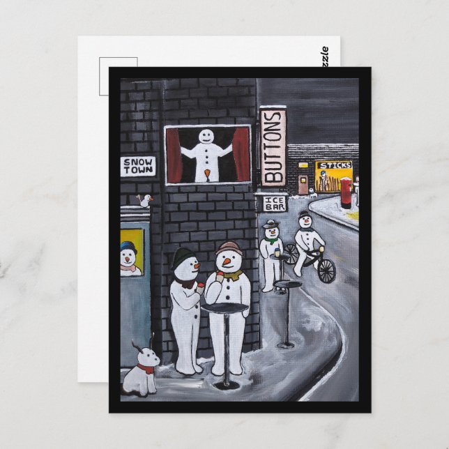 Postal Snow Town Painting by Alfred Fox (Anverso / Reverso)