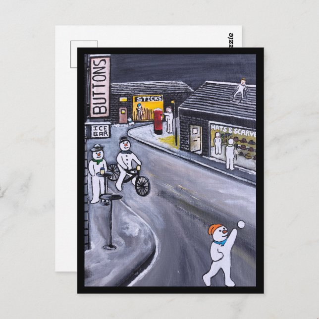 Postal Snow Town Painting by Alfred Fox (Anverso / Reverso)