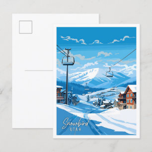 Postal Snowbird Utah ilustracion de viaje vintage de EEUU