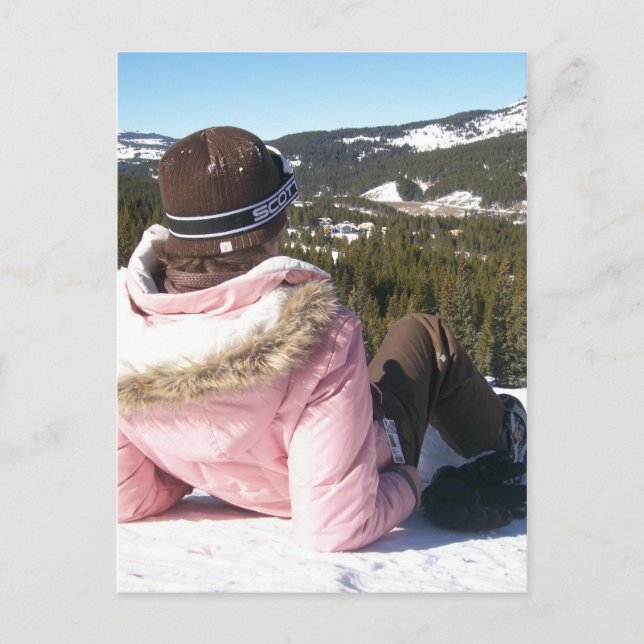 Postal snowboard de montaña de cobre (Anverso)