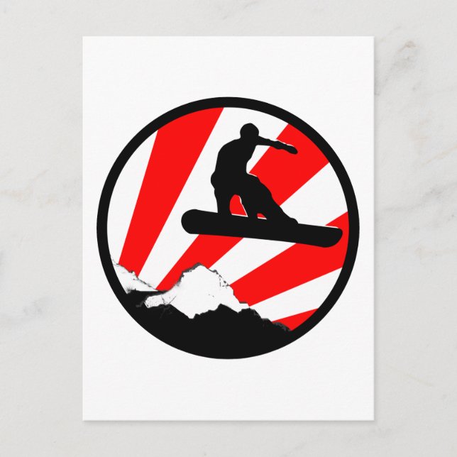 Postal snowboard : rayos rojos (Anverso)