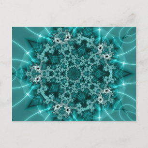 Postal Snowflake   Arte fractal azul y blanco