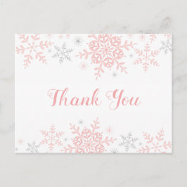 Postal Snowflake Baby Girl Shower Gracias Postcard