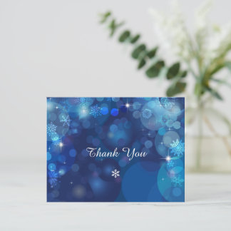 Postal Snowflake Blue Bokeh Winter Gracias