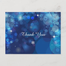 Postal Snowflake Blue Bokeh Winter Gracias
