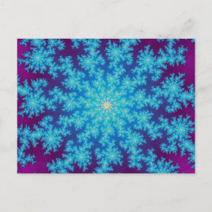 Postal Snowflake Fractal Aqua Blue