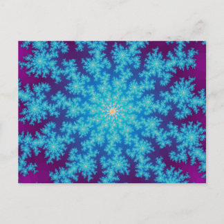 Postal Snowflake Fractal Aqua Blue