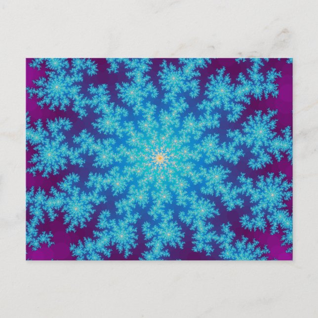 Postal Snowflake Fractal Aqua Blue (Anverso)