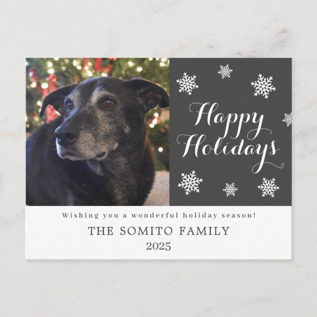 Postal Snowflake Modern Family Photo Holiday Card (Anverso)