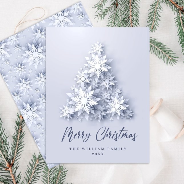 Postal Snowflakes Christmas Tree Greet Holiday Card (Subido por el creador)