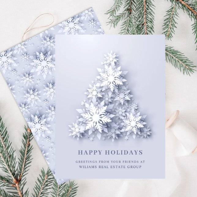 Postal Snowflakes Christmas Tree Greet Holiday Card (Subido por el creador)