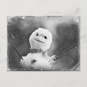 Postal Snowman blanco y negro