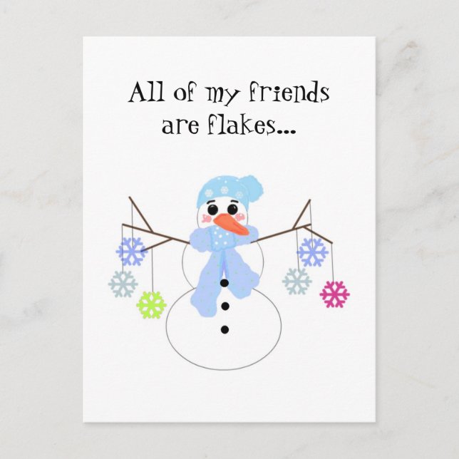 Postal Snowman con amigos de Snowflake (Anverso)