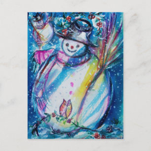 POSTAL SNOWMAN CON OWL