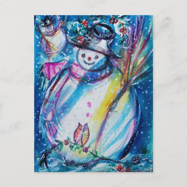 POSTAL SNOWMAN CON OWL (Anverso)
