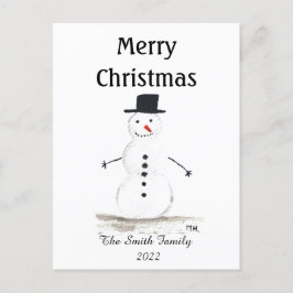 Postal Snowman Cute Winter Snowflake Retro Vintage