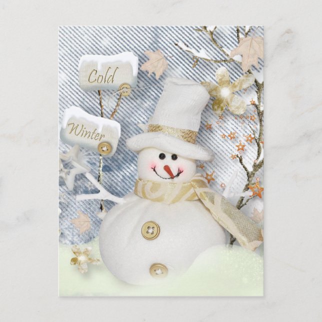 Postal Snowman de invierno frío (Anverso)
