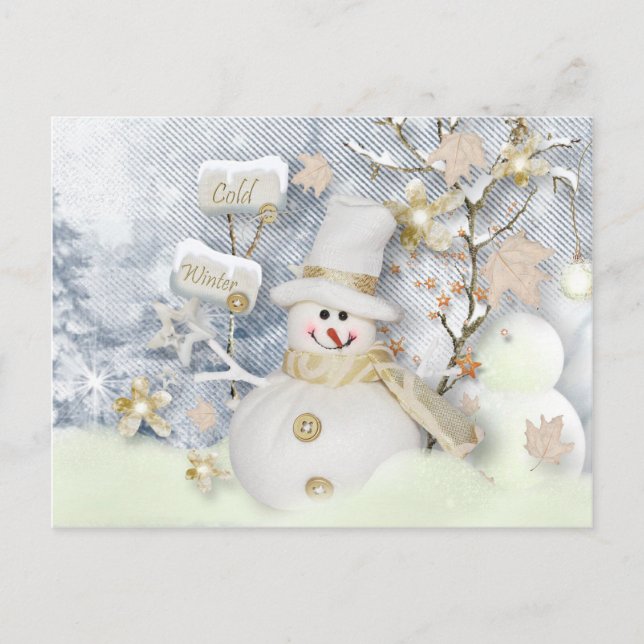 Postal Snowman de invierno frío (Anverso)