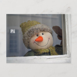 Postal snowman dice "hi"