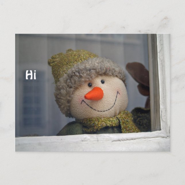 Postal snowman dice "hi" (Anverso)